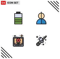 4 Filledline Flat Color concept for Websites Mobile and Apps battery picture avatar profile billiard Editable Vector Design Elements