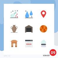 conjunto de 9 iconos de interfaz de usuario modernos símbolos signos para historia cultura fitness pin mapa elementos de diseño vectorial editables vector