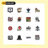 16 Flat Color Filled Line concept for Websites Mobile and Apps heart location angel map investor Editable Creative Vector Design Elements