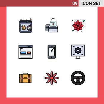 paquete de iconos vectoriales de stock de 9 signos y símbolos de línea para diseño de diseño codificación segura elementos de diseño vectorial editables cosméticos vector