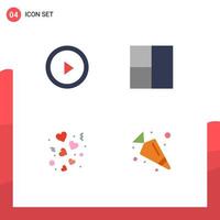 User Interface Pack of 4 Basic Flat Icons of interface wedding grid decoration food Editable Vector Design Elements