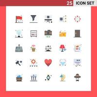 Mobile Interface Flat Color Set of 25 Pictograms of security secure server filter internet online Editable Vector Design Elements