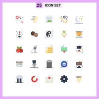 Pack of 25 Modern Flat Colors Signs and Symbols for Web Print Media such as halloween configuration head setup gear Editable Vector Design Elements