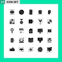 Universal Icon Symbols Group of 25 Modern Solid Glyphs of human environment app ecology badge Editable Vector Design Elements