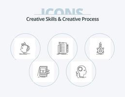 Creative Skills And Creative Process Line Icon Pack 5 Icon Design. geometry. precision. monitoring. flash. coffee vector