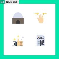 Pack of 4 creative Flat Icons of building favorites mosque hand like Editable Vector Design Elements