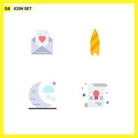 4 Universal Flat Icons Set for Web and Mobile Applications email moon recreation surfing diploma Editable Vector Design Elements