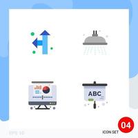 Group of 4 Modern Flat Icons Set for direction projector water computer education Editable Vector Design Elements