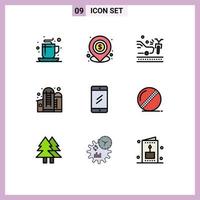 Set of 9 Modern UI Icons Symbols Signs for mobile grain location container crash Editable Vector Design Elements