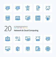 20 Network And Cloud Computing Blue Color icon Pack like technology arrow mobile cloud power vector