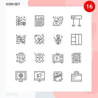 Set of 16 Vector Outlines on Grid for sport line paper finish user Editable Vector Design Elements