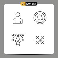 4 User Interface Line Pack of modern Signs and Symbols of avatar design profile education tool Editable Vector Design Elements