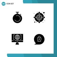 User Interface Pack of 4 Basic Solid Glyphs of camposs internet timer customer big think Editable Vector Design Elements