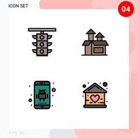 Universal Icon Symbols Group of 4 Modern Filledline Flat Colors of light android traffic method app Editable Vector Design Elements