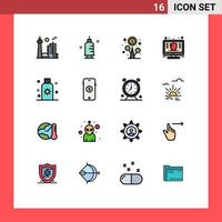 Pictogram Set of 16 Simple Flat Color Filled Lines of protect marketing syringe management money Editable Creative Vector Design Elements