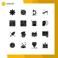 Set of 16 Modern UI Icons Symbols Signs for page layout education right intersect Editable Vector Design Elements