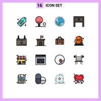 Universal Icon Symbols Group of 16 Modern Flat Color Filled Lines of clean table connection interior home Editable Creative Vector Design Elements