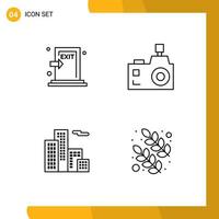 Group of 4 Modern Filledline Flat Colors Set for emergency photography fire flash camera building Editable Vector Design Elements