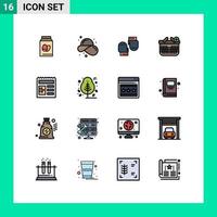Modern Set of 16 Flat Color Filled Lines Pictograph of document shopping summer ecommerce protective Editable Creative Vector Design Elements