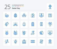 Easter 25 Blue Color icon pack including egg. screen. easter. monitor. birthday vector