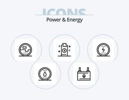 paquete de iconos de línea de energía y energía 5 diseño de iconos. fuerza. electricidad. agua. batería. fuerza vector