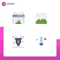 Group of 4 Flat Icons Signs and Symbols for chart power web picture electricity Editable Vector Design Elements