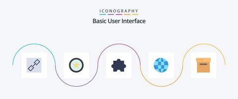 paquete básico de 5 íconos planos que incluye . tierra. caja vector