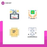 User Interface Pack of 4 Basic Flat Icons of analytics cpu best quality goods processor Editable Vector Design Elements