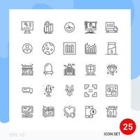 Pack of 25 creative Lines of data safe route protection energy Editable Vector Design Elements