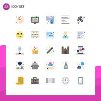 Pictogram Set of 25 Simple Flat Colors of radio broadcast account text align Editable Vector Design Elements