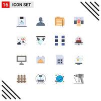 User Interface Pack of 16 Basic Flat Colors of touch hand archive finger folder Editable Pack of Creative Vector Design Elements