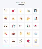 Creative Valentine 25 Flat icon pack  Such As moon. day. heart. valentines. valentine vector