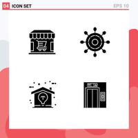User Interface Pack of 4 Basic Solid Glyphs of ecommerce home store wheel lift Editable Vector Design Elements
