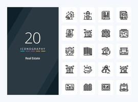20 icono de contorno de bienes raíces para presentación vector