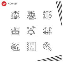 Outline Pack of 9 Universal Symbols of drink heart lamp coffee electricity Editable Vector Design Elements