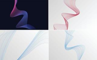 Create a professional look with this set of 4 abstract wave backgrounds vector