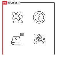 Stock Vector Icon Pack of 4 Line Signs and Symbols for back sign find menu avatar Editable Vector Design Elements