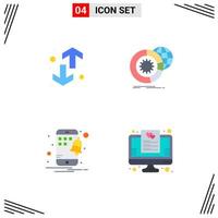 4 Universal Flat Icons Set for Web and Mobile Applications direction services trend big data notification Editable Vector Design Elements