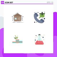 Editable Vector Line Pack of 4 Simple Flat Icons of automation shopping smart market growth Editable Vector Design Elements