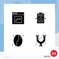 4 Universal Solid Glyph Signs Symbols of analytics drink user process mechanical Editable Vector Design Elements