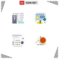 Set of 4 Modern UI Icons Symbols Signs for combination calendar electronic billboard event Editable Vector Design Elements
