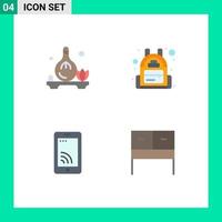 Modern Set of 4 Flat Icons and symbols such as herb wifi aroma travel desk Editable Vector Design Elements