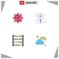 Flat Icon Pack of 4 Universal Symbols of gear toy candy sweets happy Editable Vector Design Elements