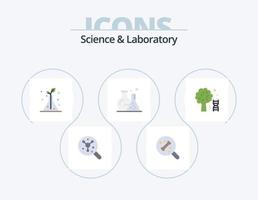 paquete de iconos planos de ciencia 5 diseño de iconos. árbol. ADN matraz. conocimiento. laboratorio vector