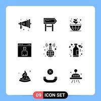 9 Creative Icons Modern Signs and Symbols of broadcasting people earth page browser Editable Vector Design Elements