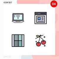 Modern Set of 4 Filledline Flat Colors and symbols such as laptop design wifi interface illustration Editable Vector Design Elements