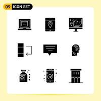 9 Universal Solid Glyph Signs Symbols of access chat develop bubble data Editable Vector Design Elements