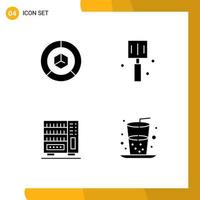 Pack of 4 creative Solid Glyphs of analysis furniture logistic fast food wardrobe Editable Vector Design Elements