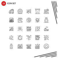 Pictogram Set of 25 Simple Lines of monument column pie architecture nature Editable Vector Design Elements