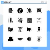 Universal Icon Symbols Group of 16 Modern Solid Glyphs of education business certificate banking projector Editable Vector Design Elements